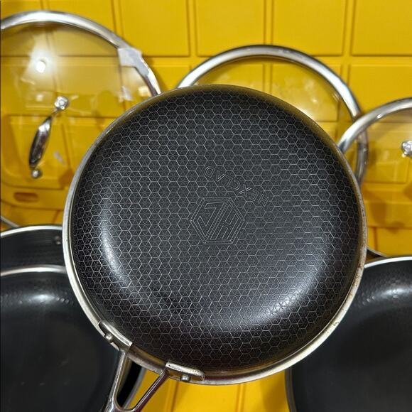 HEXCLAD 7-Piece Nonstick Stainless Steel Frying Pan Set 8 10 12- Lids Wok $600 - Picture 10 of 10